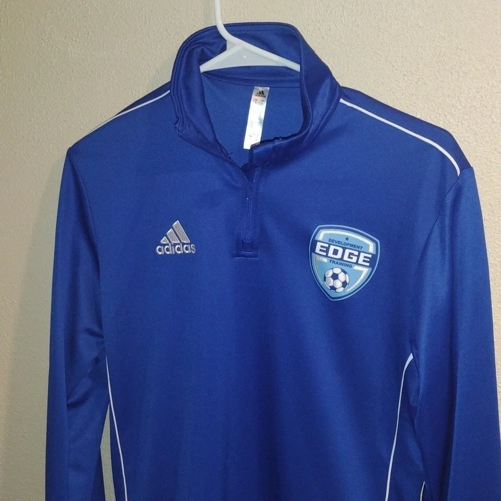Royal Blue Quarter Zip Development Edge Training Adidas Soccer Pullover S
